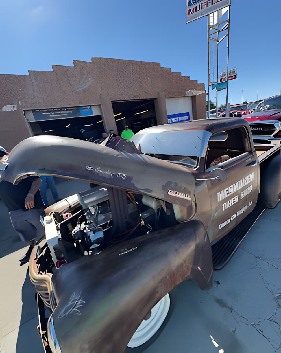 Project car in the shop lot